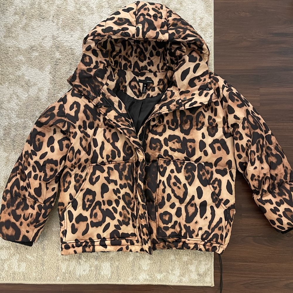 AQUA- Leopard Print Puffer Jacket